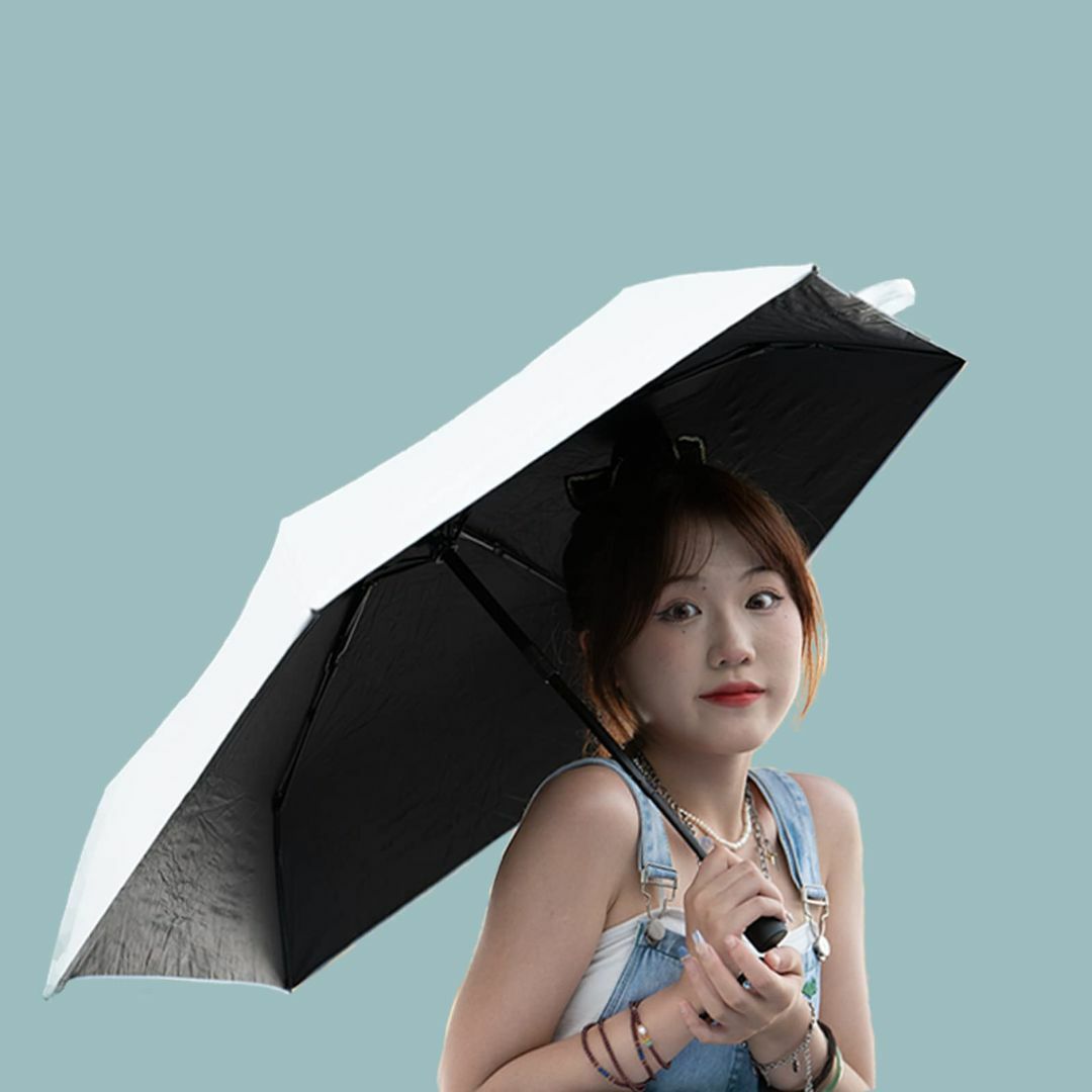 【色: 手動-ホワイト】日傘 折り畳み傘 超軽量136g 晴雨兼用 99.9%以 3