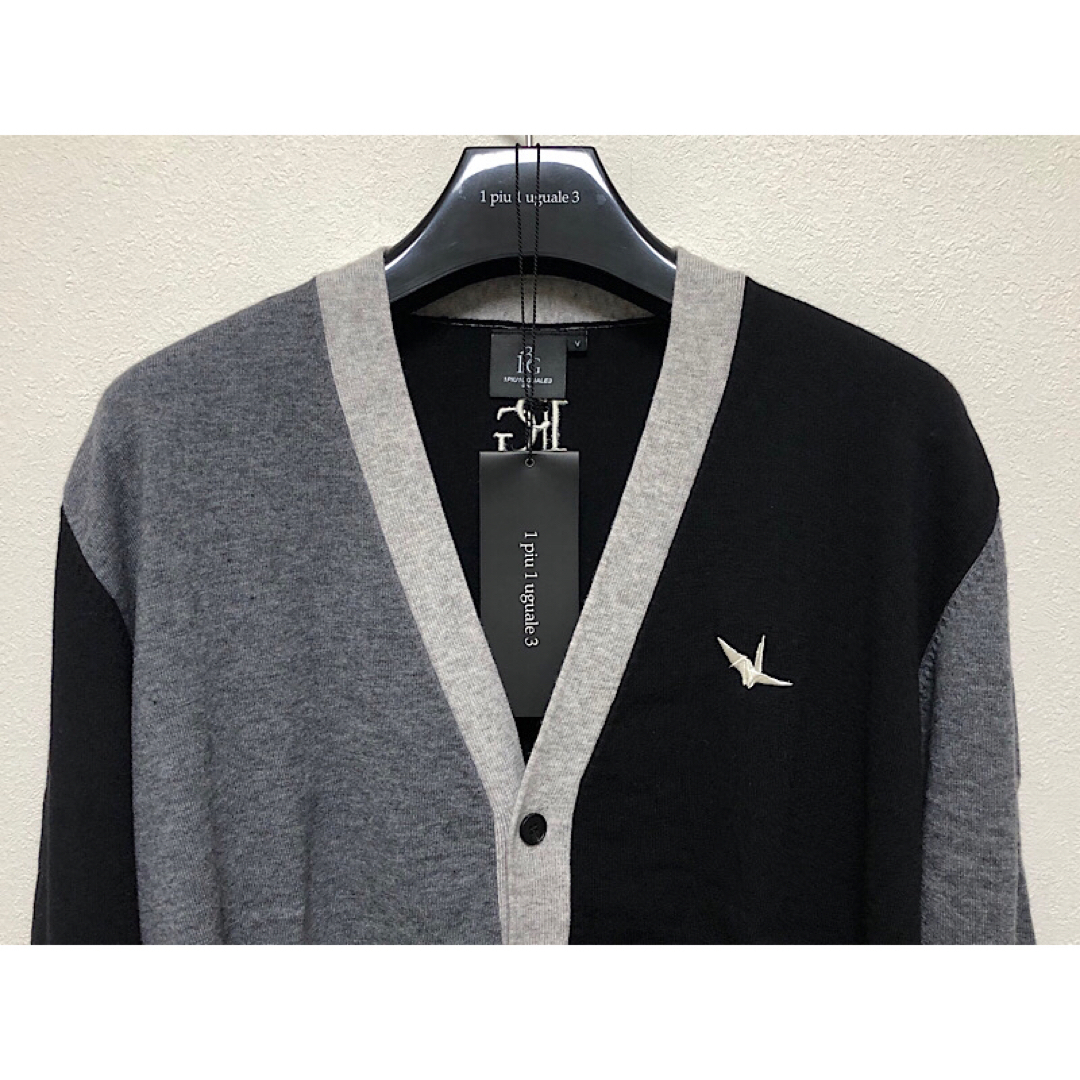 新品1PIU1UGUALE3 GOLF22AWクレイジーニットカーディガン黒Ⅴ