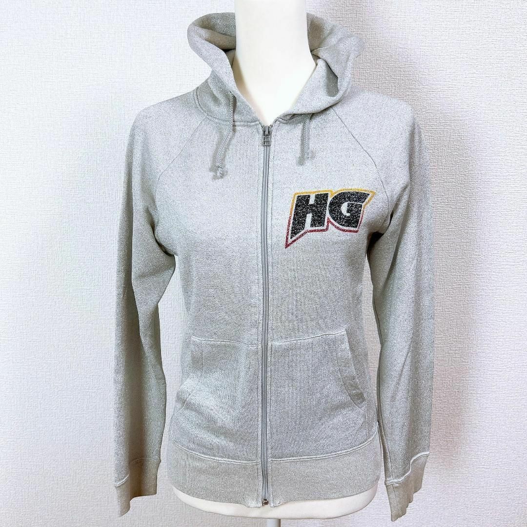 HYSTERIC GLAMOUR HG ラメ ジップアップパーカー グレー