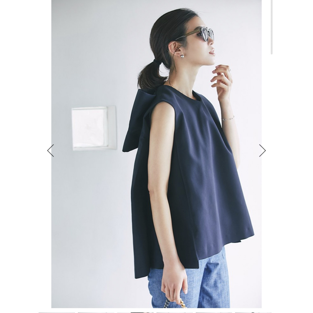 新品タグ付き 大人気完売品 セブンテン ダブルクロスリボントップス(ネイビー)