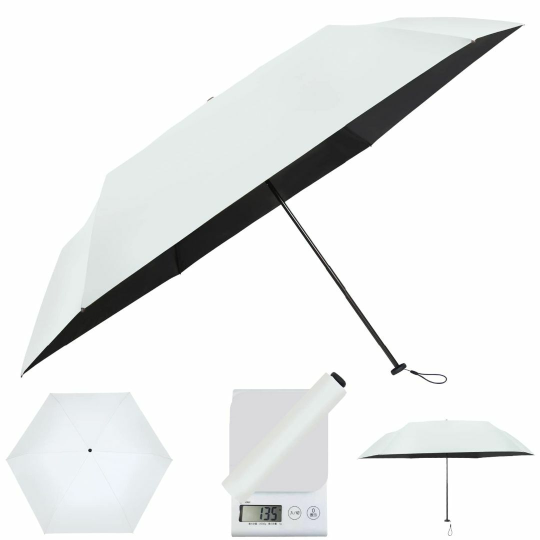 【サイズ:50_色:自動-ホワイト】折り畳み日傘 超軽量135g 晴雨兼用 99