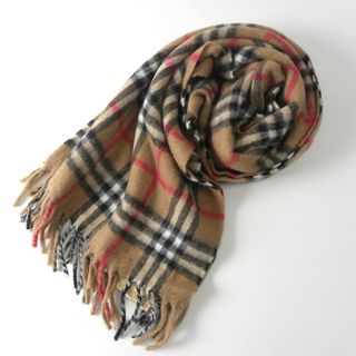 バーバリー(BURBERRY)の英国製 未使用タグ付 ノバチェック柄カシミヤフリンジマフラー ストール(マフラー/ショール)