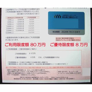 イセタン(伊勢丹)の三越伊勢丹 株主優待 カード 1枚　限度額 80万円(ショッピング)