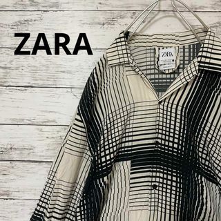 ZARA MAN ボタニカル柄 黒ベース L/Sシャツ レーヨン L トルコ製