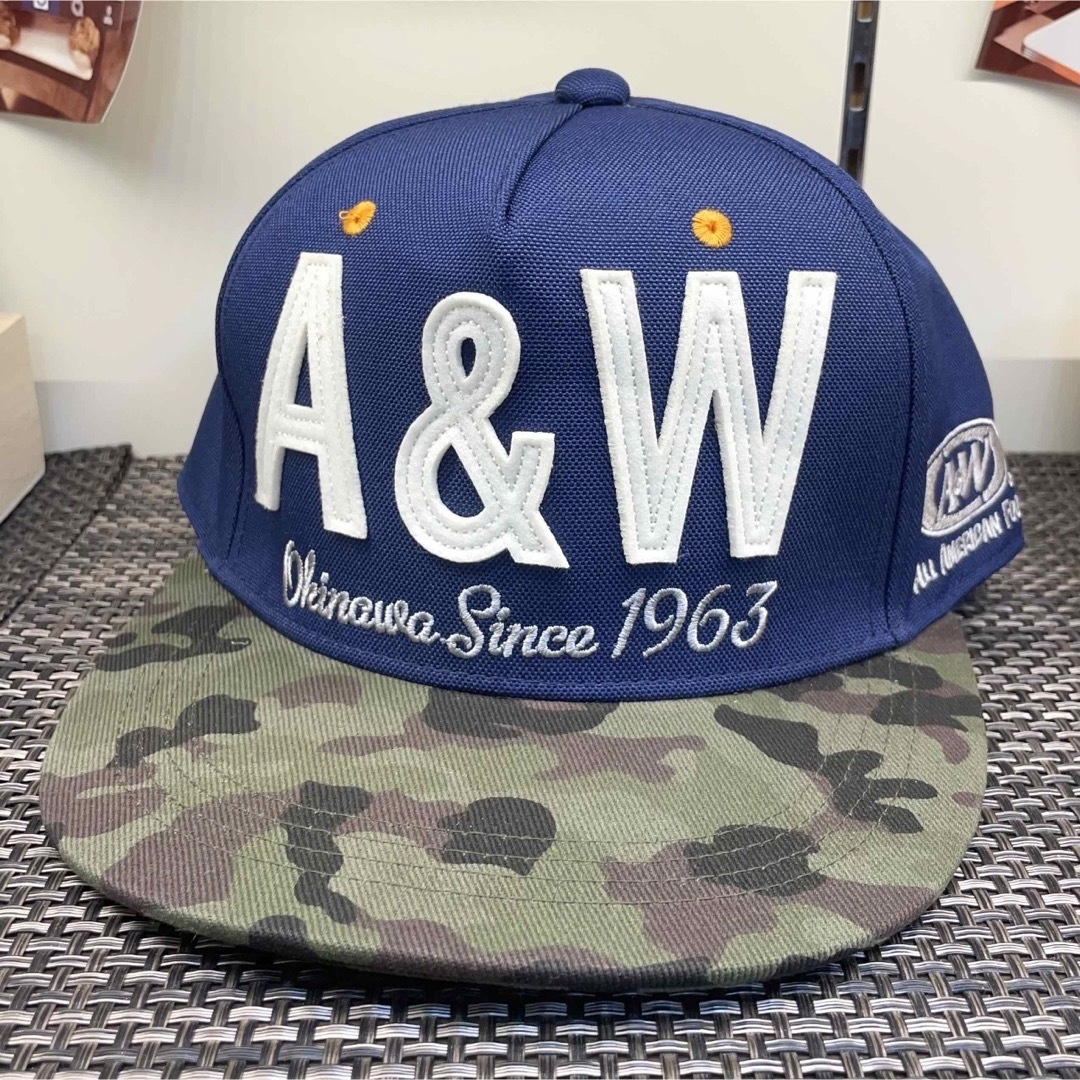 新品 ⭐︎ A&W 沖縄 フラット キャップ 正規品 ブルー  沖縄限定 希少品