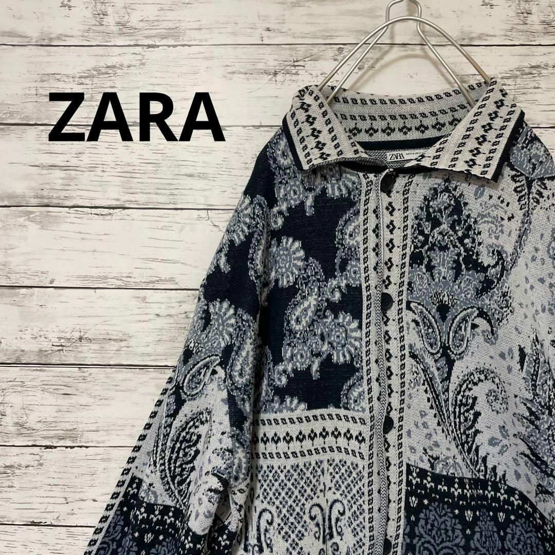 ZARA(ザラ)のZARA バンダナ柄ニットシャツ 総柄 ペイズリー柄 お洒落 入手困難 激レア メンズのトップス(シャツ)の商品写真