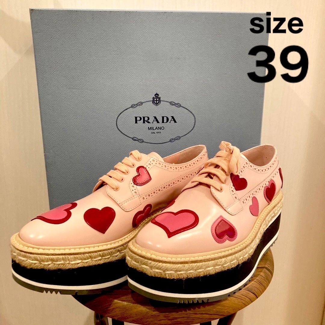 PRADA♡新品未使用♡レザー ハートモチーフ プラットフォームシューズ