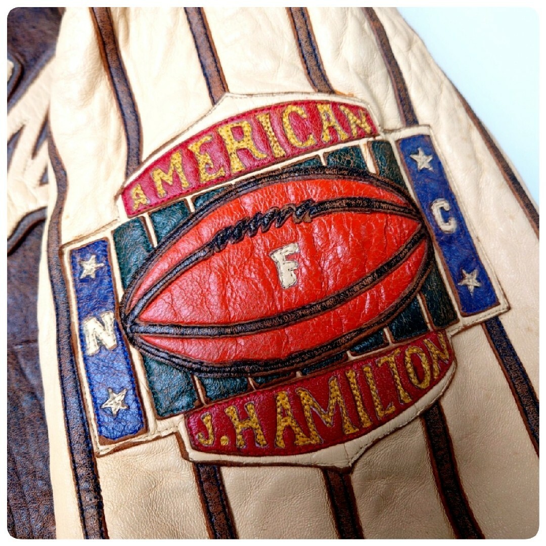 ジェフハミルトン NFLダラスカウボーイズフルレターオールレザースタジャン M メンズのジャケット/アウター(スタジャン)の商品写真