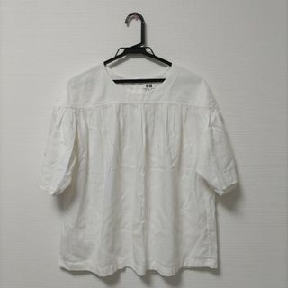 ユニクロ(UNIQLO)のユニクロ　ホワイトトップス　L　綿100%　ゆったり　大きめ(シャツ/ブラウス(長袖/七分))