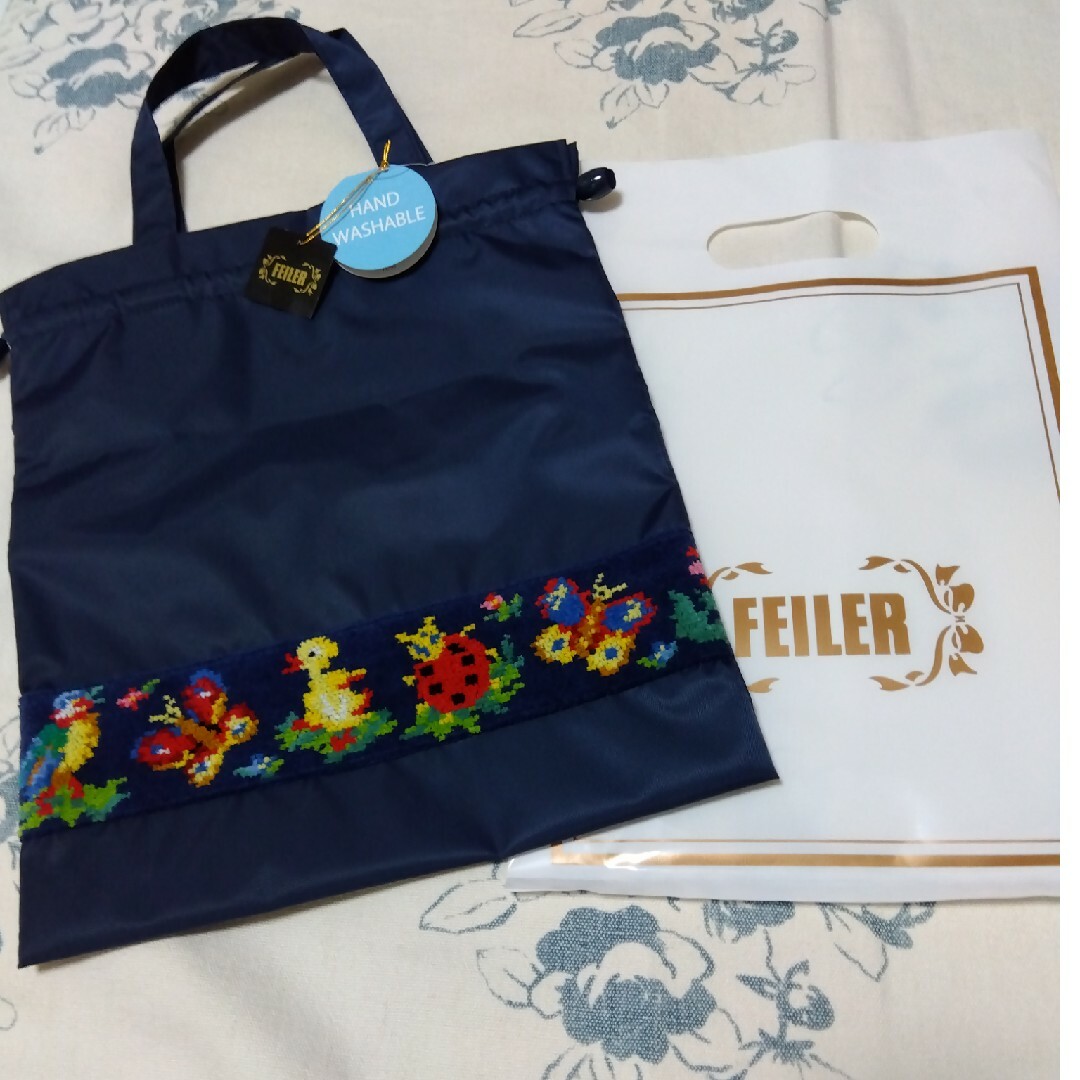 FEILER 学校フェイラー ネイビー 受験 巾着 上靴入れ 新品 バッグ