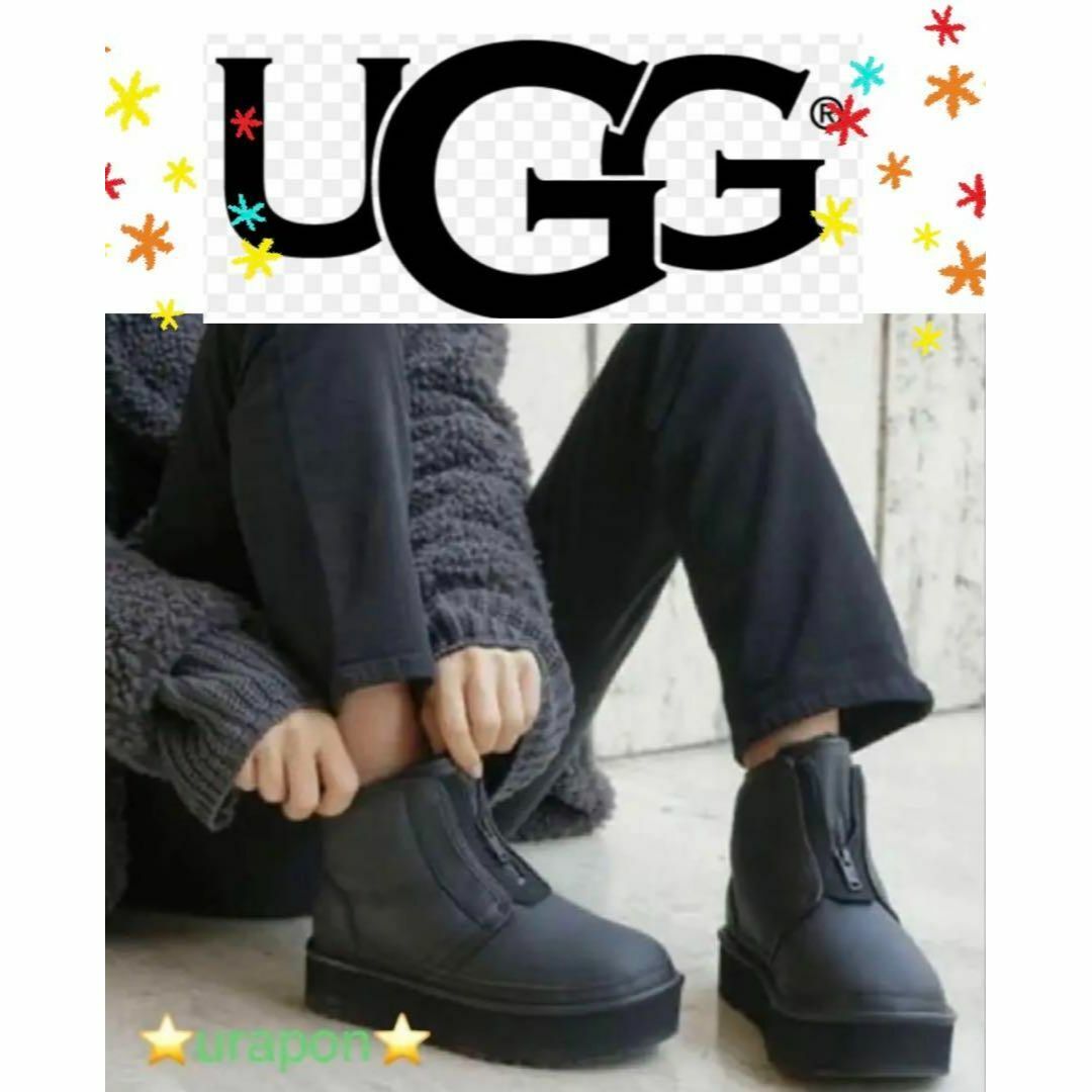 レザーライニング完売。。。。。✨超美品✨22✨UGG✨ニューメル プラットフォーム ZIP✨厚底