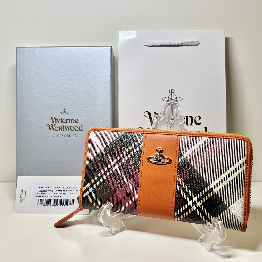 Vivienne Westwood(ヴィヴィアンウエストウッド)の✨新品✨ヴィヴィアンウエストウッド 長財布 オレンジ×チェック レディースのファッション小物(財布)の商品写真