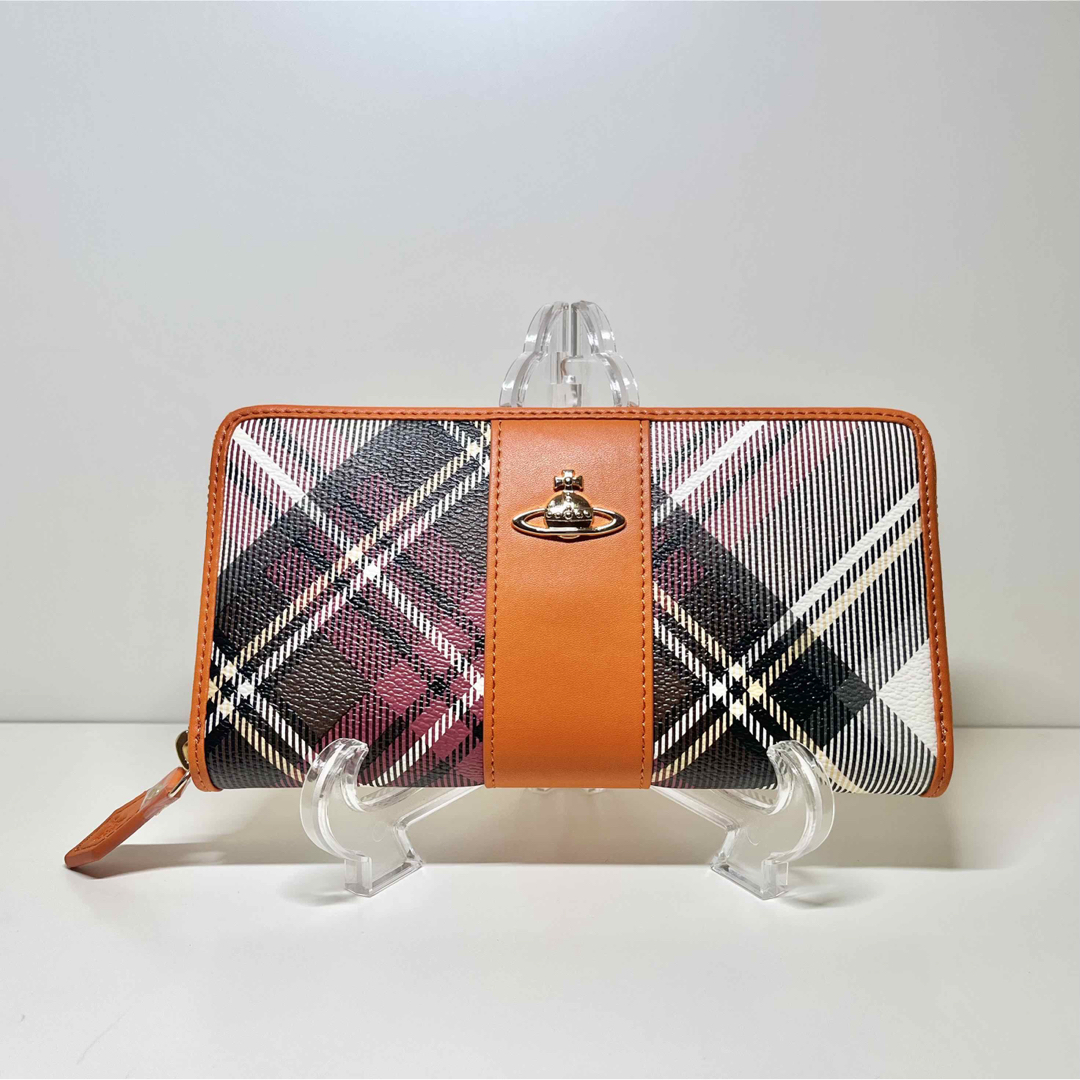 Vivienne Westwood(ヴィヴィアンウエストウッド)の✨新品✨ヴィヴィアンウエストウッド 長財布 オレンジ×チェック レディースのファッション小物(財布)の商品写真