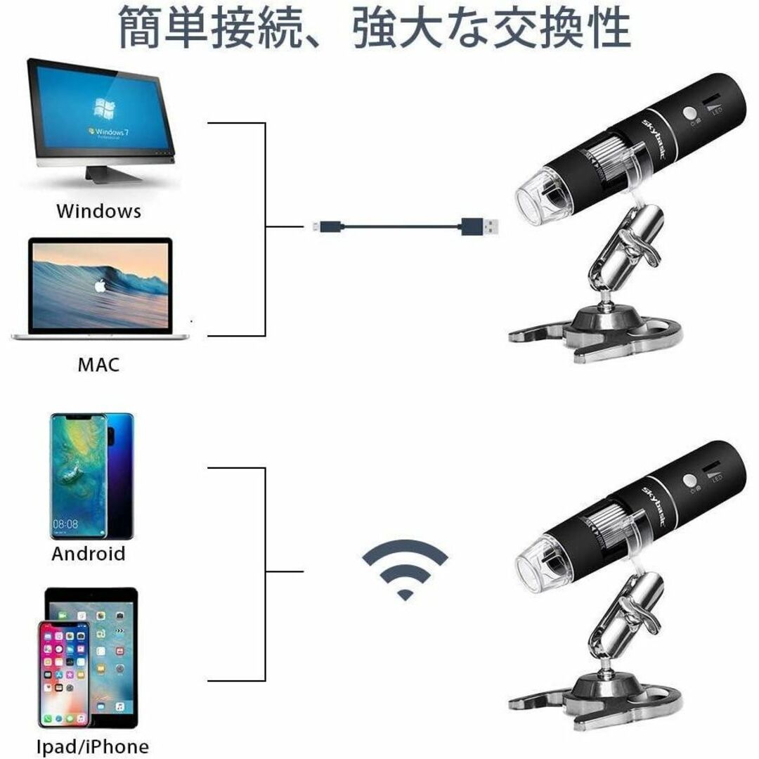 デジタル 顕微鏡 2MP 50-1000倍 充電式 スマホ/家電/カメラのカメラ(その他)の商品写真