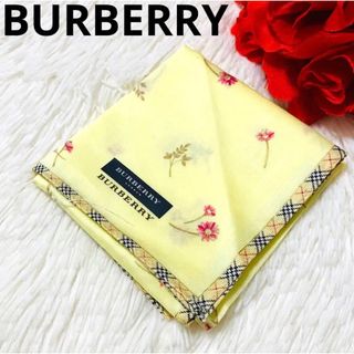 バーバリー(BURBERRY)の【新品未使用】BURBERRY LONDON ハンカチ 花柄 ノバチェッ(ハンカチ)