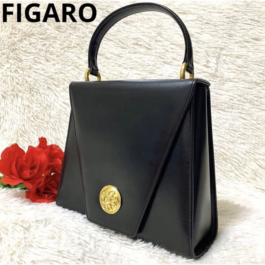 【美品】FIGARO Paris 高級本革 装飾 ハンドバッグ