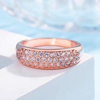 スワロフスキー(SWAROVSKI)のハーフエタニティ　スワロフスキージルコニア　パブェリング（ピンクゴールド）(リング(指輪))