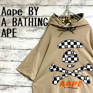 エーエイプバイアベイシングエイプ(AAPE BY A BATHING APE)のAAPE BY A BATHING APE 半袖　パーカー ビッグロゴ Mサイズ(パーカー)