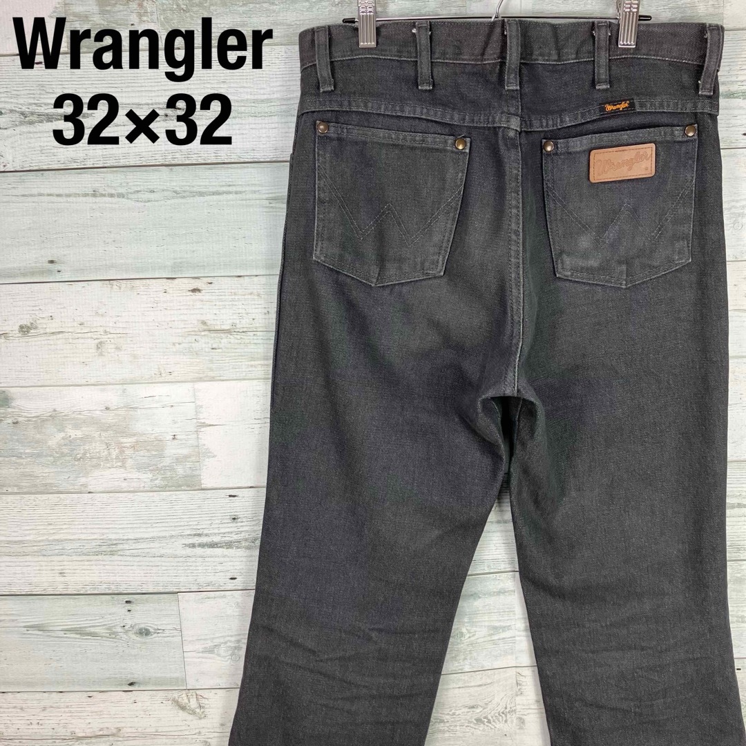 Wrangler ラングラー  レザーパッチ グレー デニムパンツ