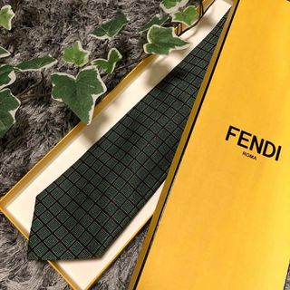 フェンディ(FENDI)のFENDI フェンディ メンズ ネクタイ グリーン 美品(ネクタイ)