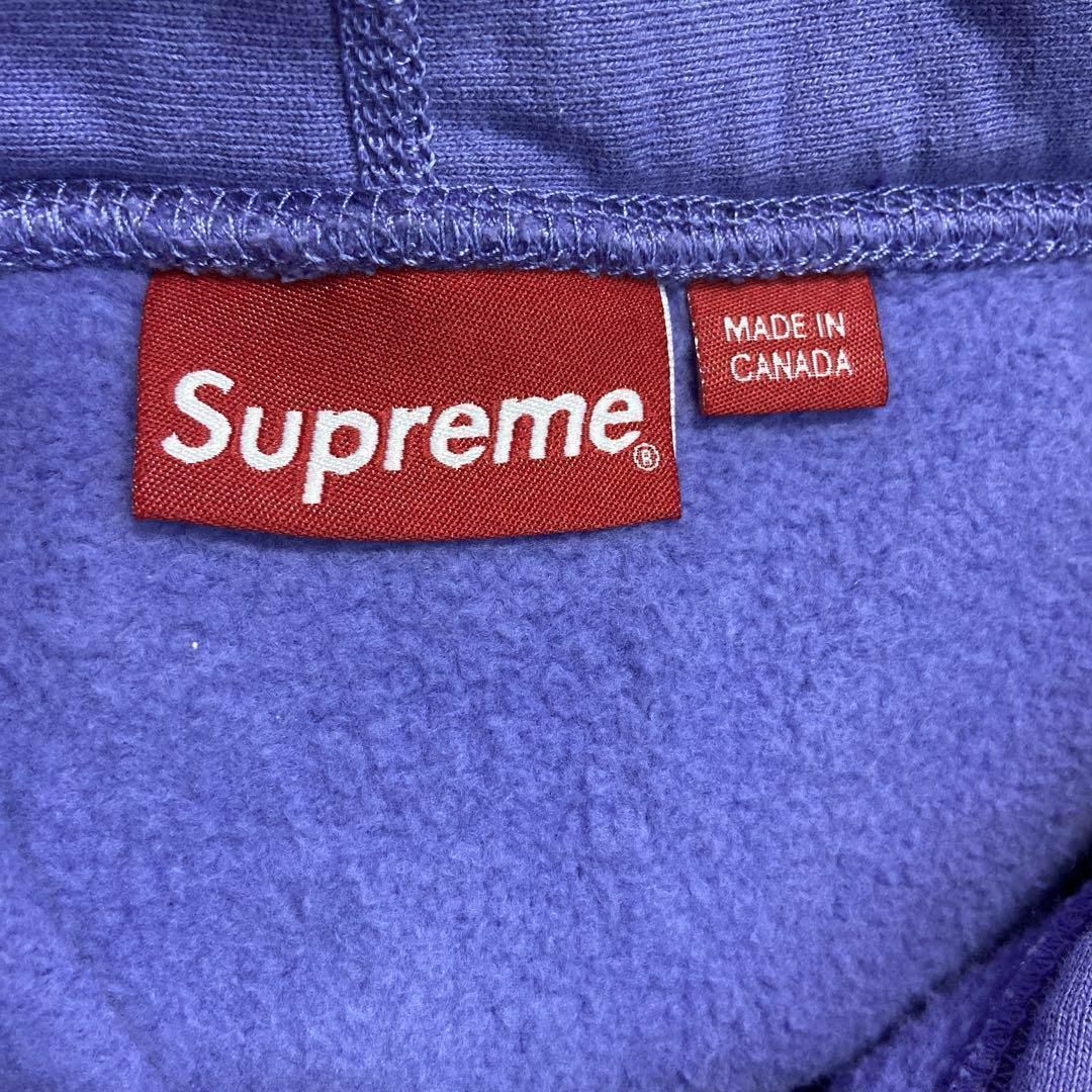 【人気Sロゴパーカー】supremeワンポイント刺繍ロゴ紫パーカーM長袖