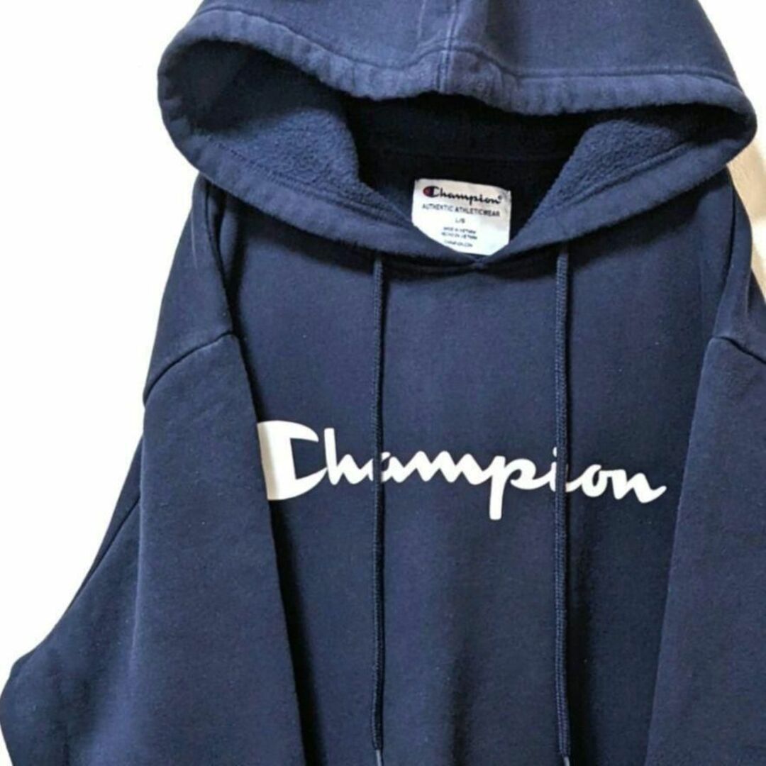 チャンピオンChampion ロゴ スウェットパーカー ネイビー紺色 L海外古着 | フリマアプリ ラクマ