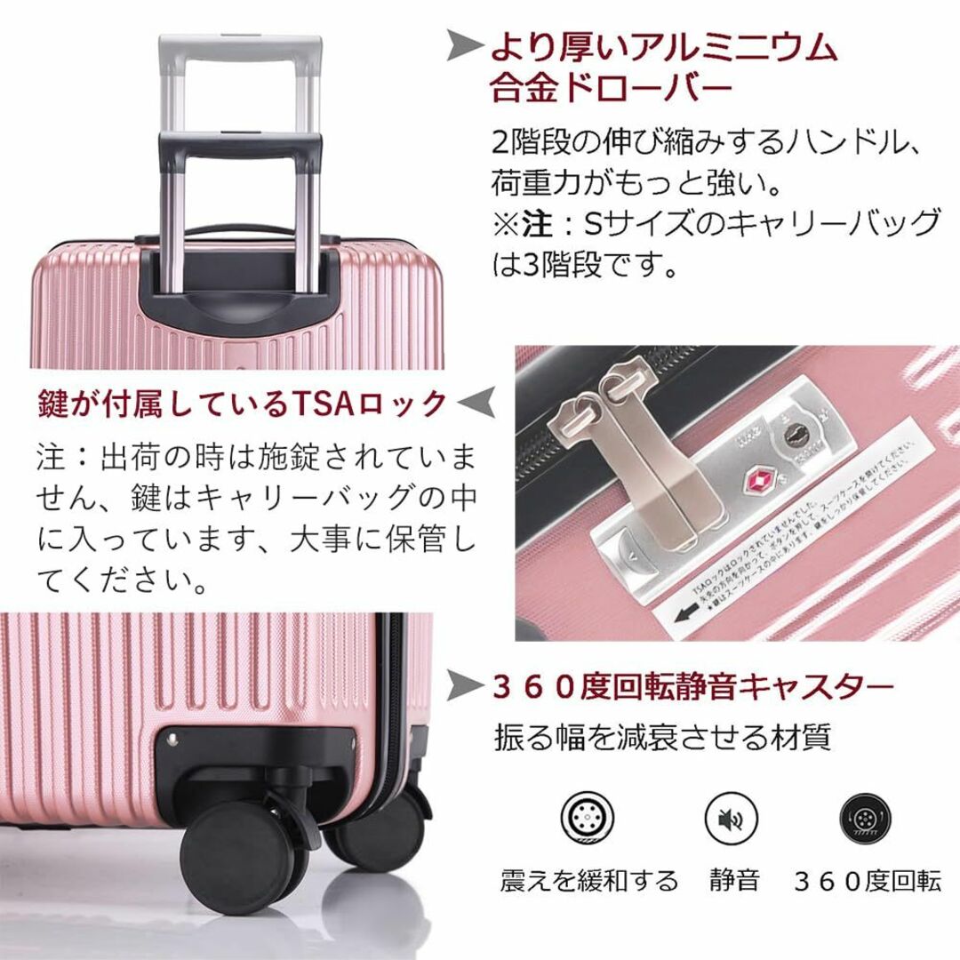 色: pink（アップグレード版）】レーズ スーツケース 機内持ち込み