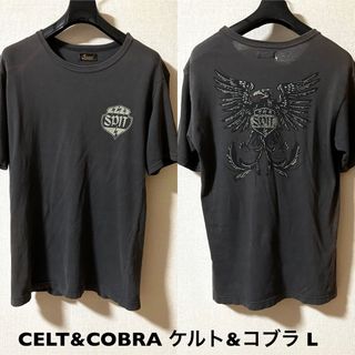 ケルトアンドコブラ(Celt and Cobra)のLサイズ！日本製ケルト&コブラ 古着半袖Tシャツ ヤケ穴ダメージ有りCELT&C(Tシャツ/カットソー(半袖/袖なし))