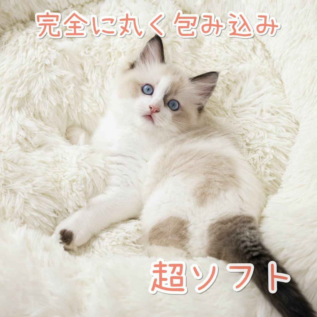 【サイズ:70cm_色:虹】Raimaiso 猫 べッド 犬 ベッド 冬ドーナツ