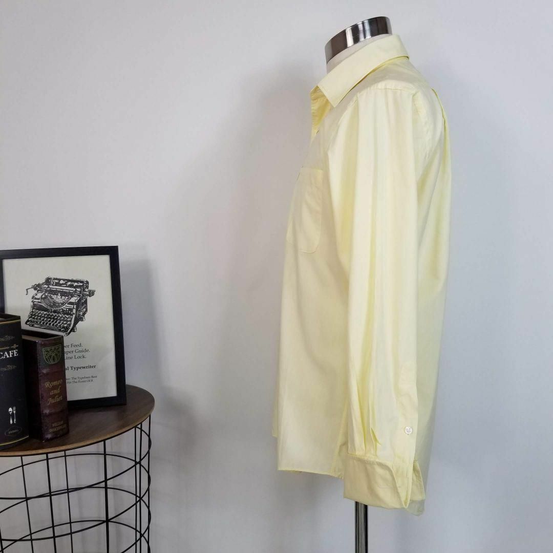 美品Aquascutumフレンチカフススタンダードカラーシャツ薄黄メンズL