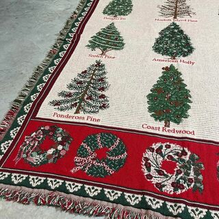 クリスマス　色々なツリー　マルチ・ソファーカバーラグ　167x121