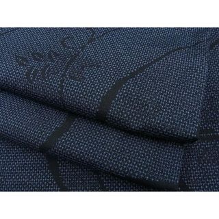 平和屋野田店■本場染大島紬 流水群鶴草花文 逸品 n-fw2918
