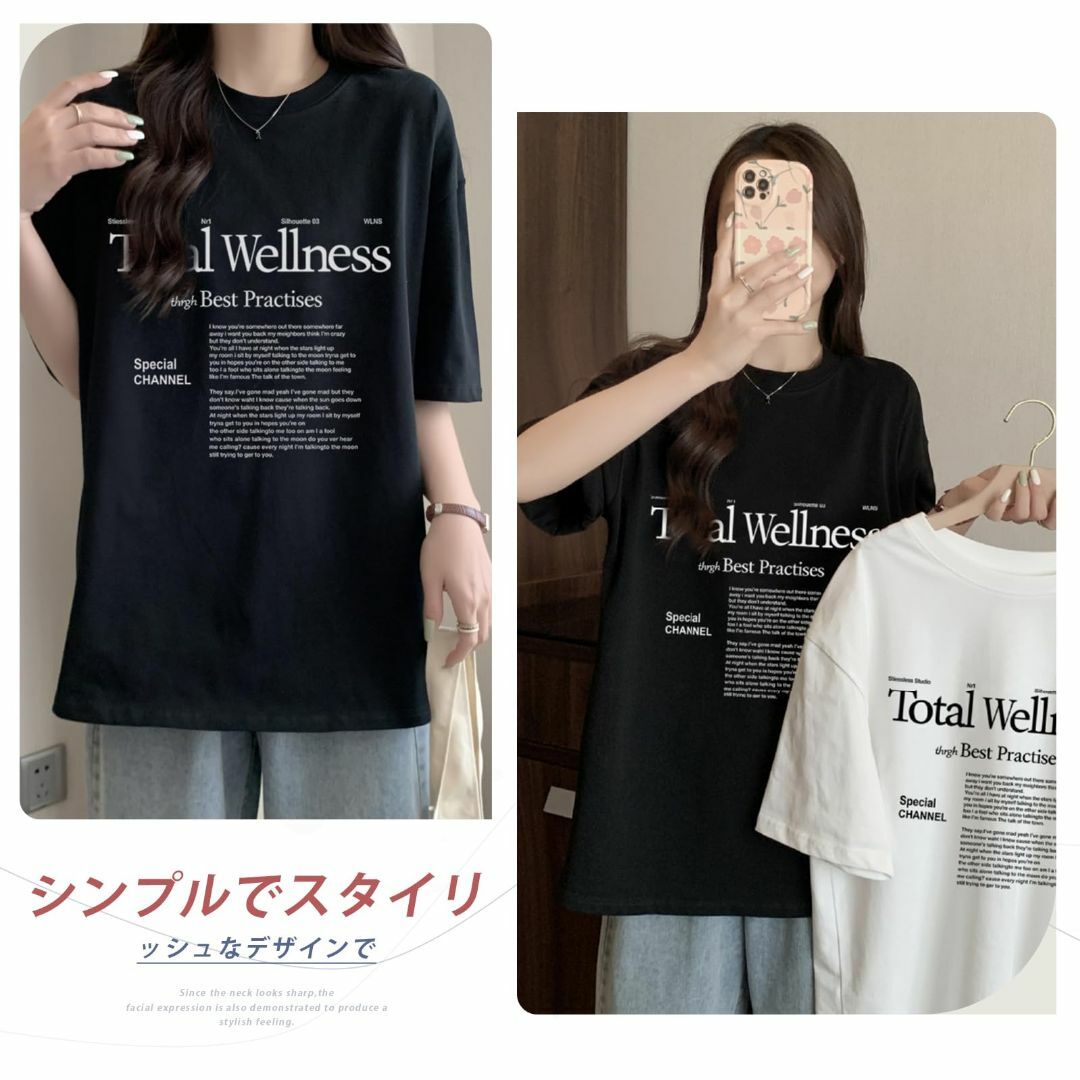 [Vmiutyer LLOP] tシャツ レディース 英字プリント 半袖 ロゴt 3