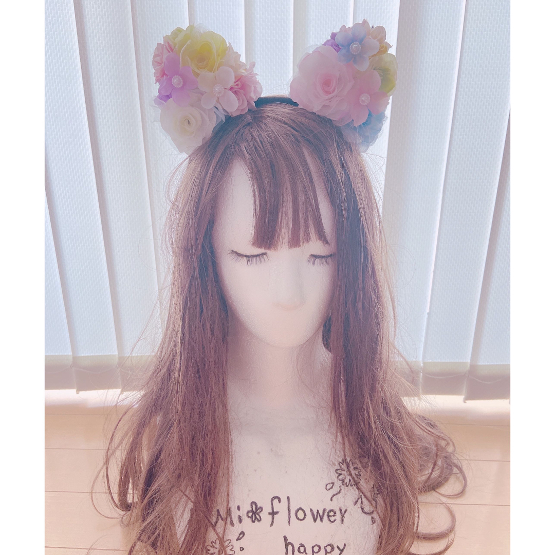 猫耳カチューシャ♡レインボー レディースのヘアアクセサリー(カチューシャ)の商品写真