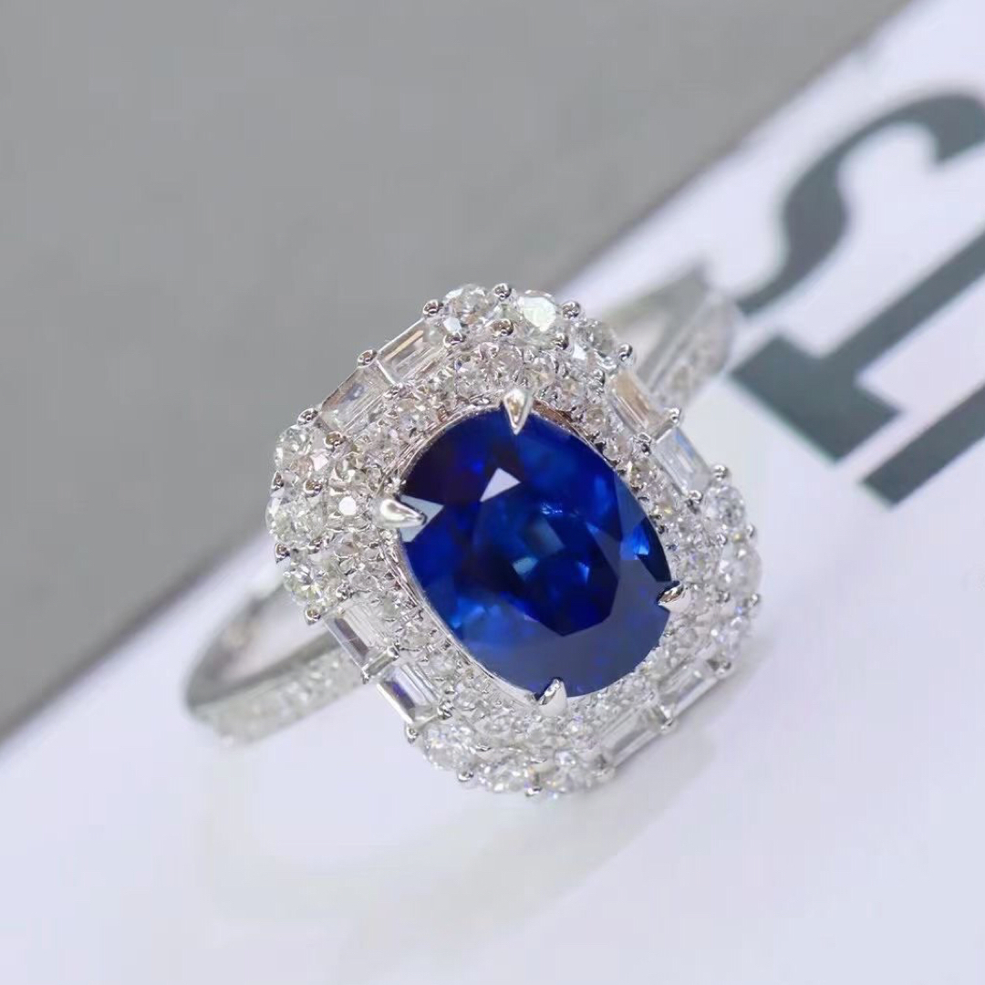 天然 ロイヤルブルーサファイア ダイヤ リング0.75ct k18 f