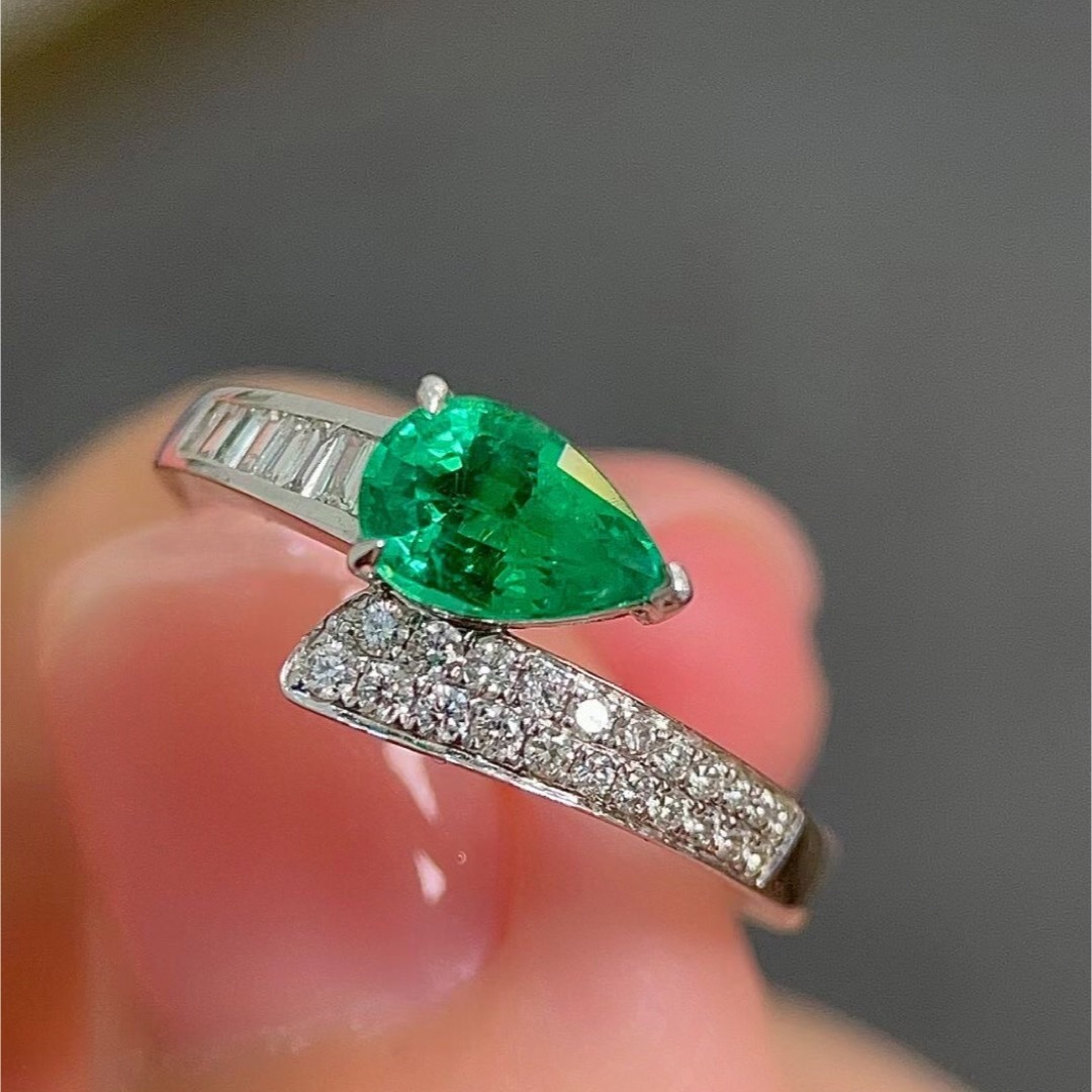 天然 エメラルド ダイヤ リング0.7ct k18 ¥ - リング(指輪)