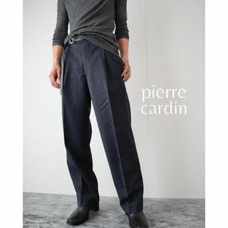 ピエールカルダン(pierre cardin)の【ピエールカルダン】梳毛糸 ウール 2タック ワイド スラックス 濃紺 W34(スラックス)