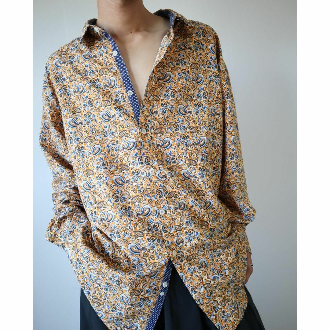 ART VINTAGE(アートヴィンテージ)の【vintage】ペイズリー柄 オーバーサイズ 長袖シャツ イエロー 4XL メンズのトップス(シャツ)の商品写真