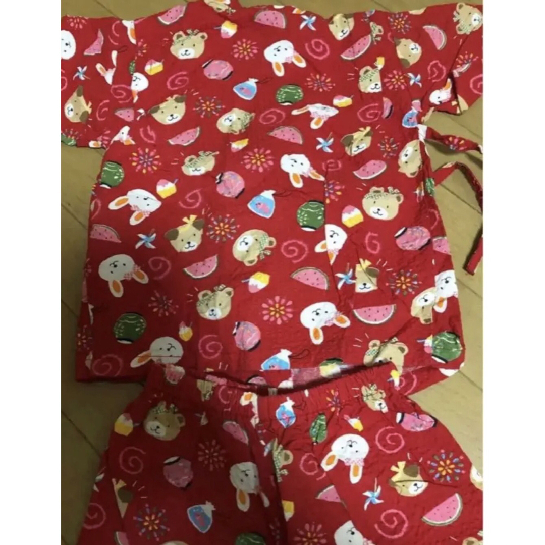 美品☆子ども甚平90㎝ 浴衣 寝巻き♥︎可愛い動物花火夏祭り柄♥︎の通販 by PEACE|ラクマ こども甚平 90㎝ セパレート パジャマ お祭り