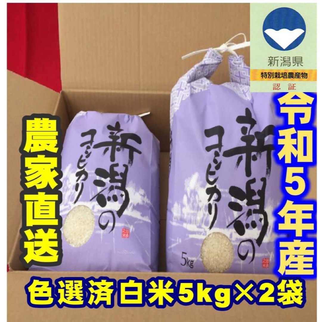 新米　令和5年産新潟コシヒカリ　白米5kg×2個★農家直送★色彩選別済14