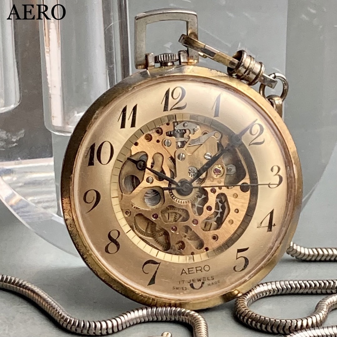 【動作良好】エアロ AERO アンティーク 懐中時計 手巻き オープンフェイス