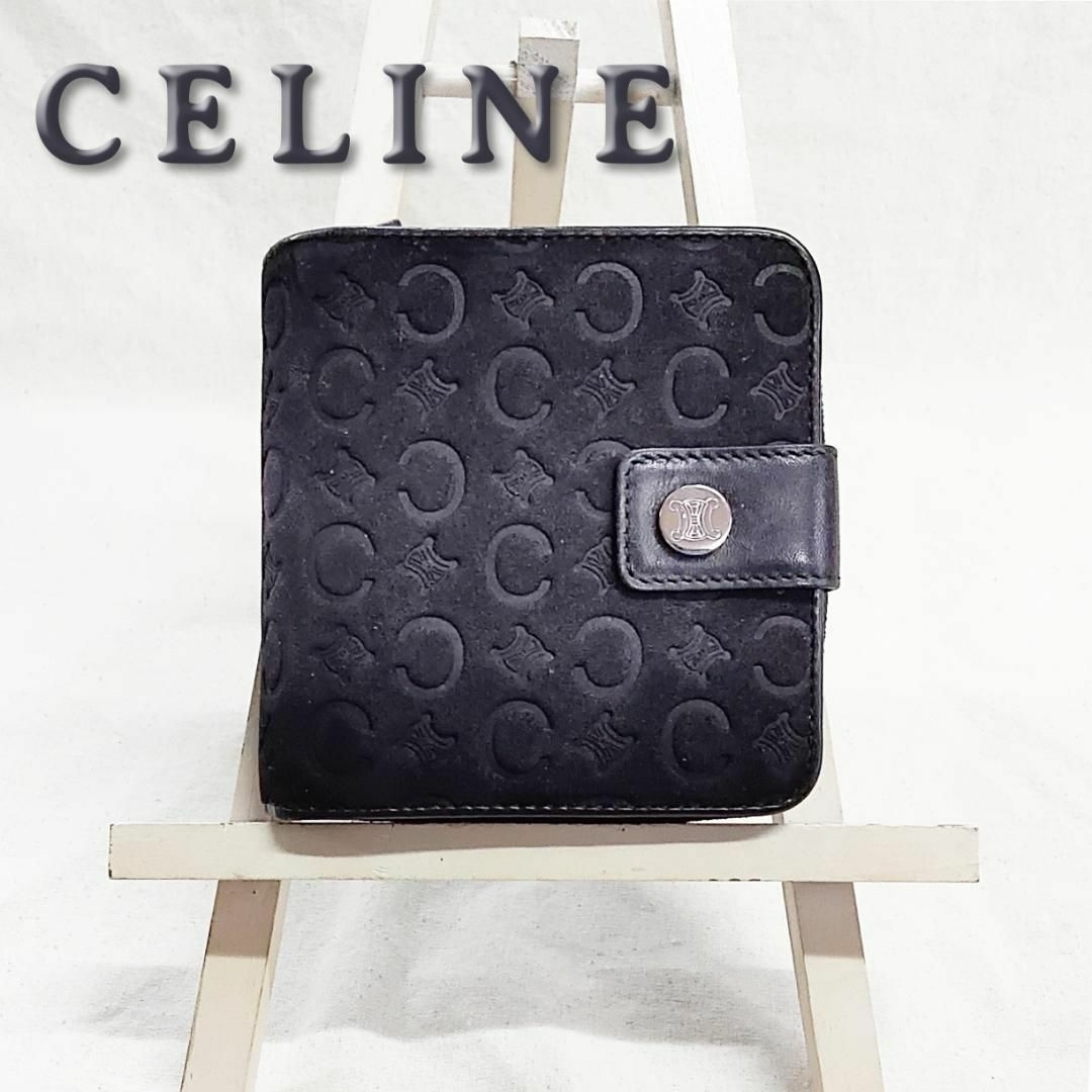 良品 希少 CELINE セリーヌ 財布 ラウンドジップ トリオンフ スエード ...