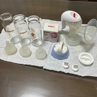 哺乳瓶　搾乳機　母乳保存ようキャップ　セット(哺乳ビン用乳首)