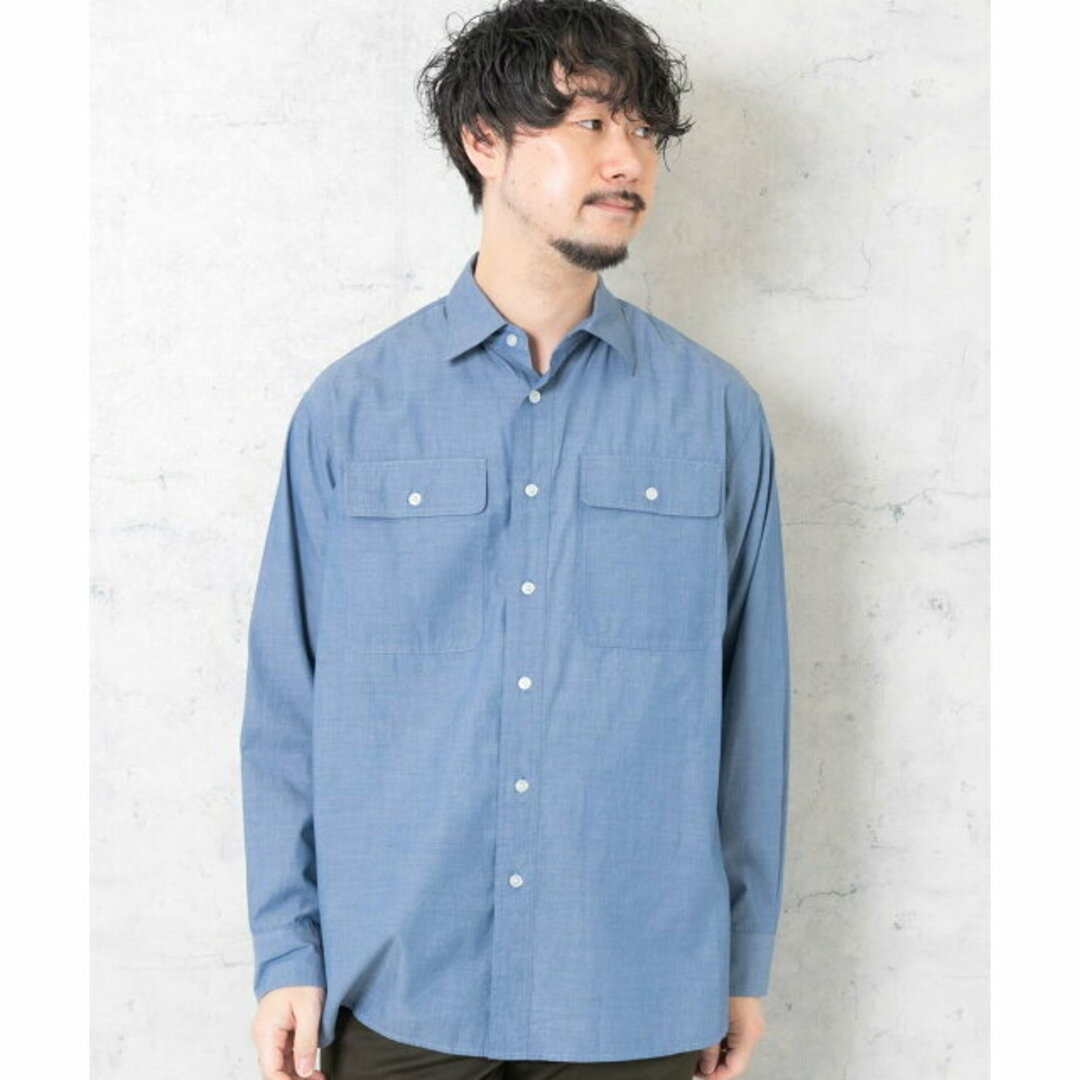 【BLUE】『XLサイズあり』シャンブレーデニムシャツ