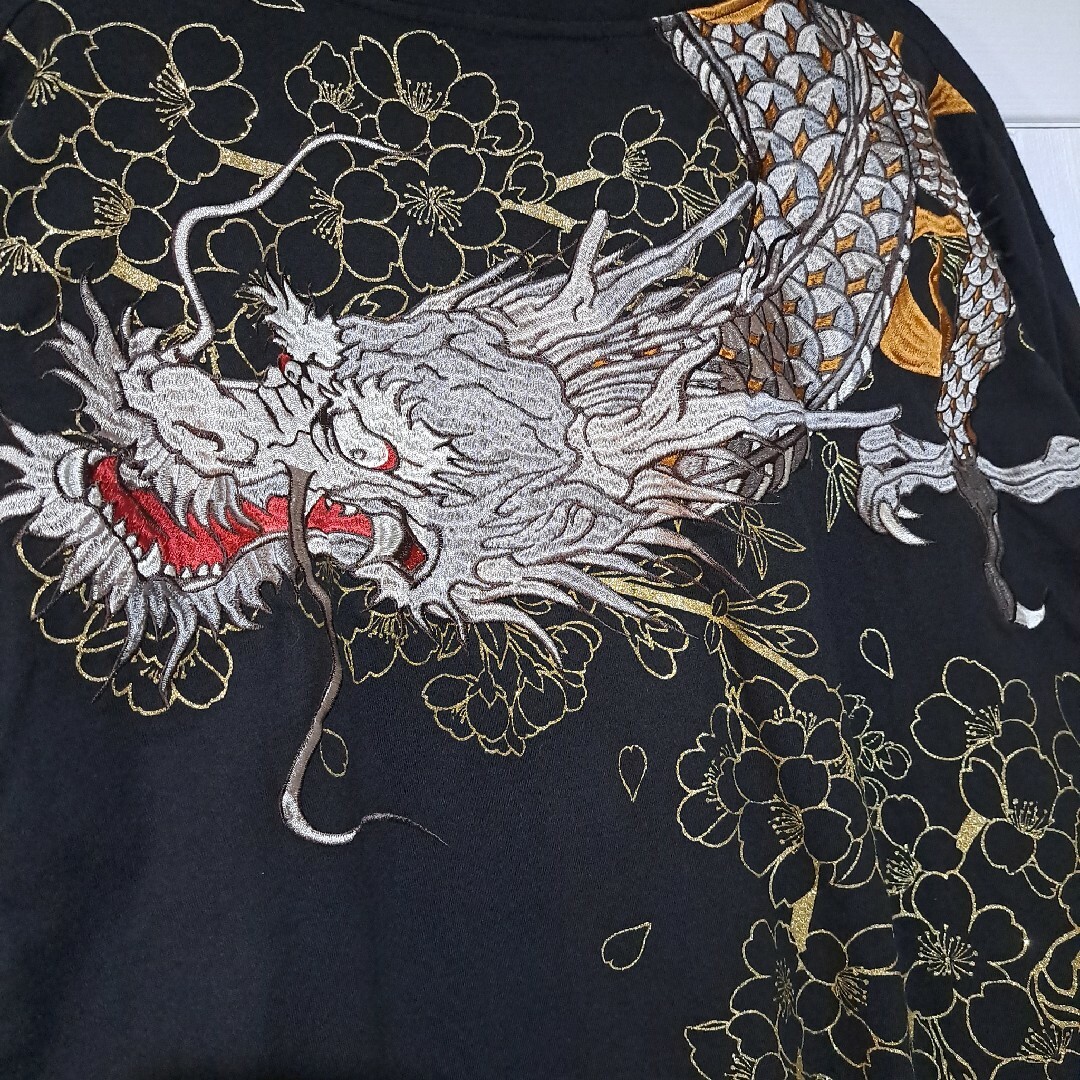 [絡繰魂] 龍神王 刺繍 金ラメ ロングスリーブ [和柄] L-91175雅結