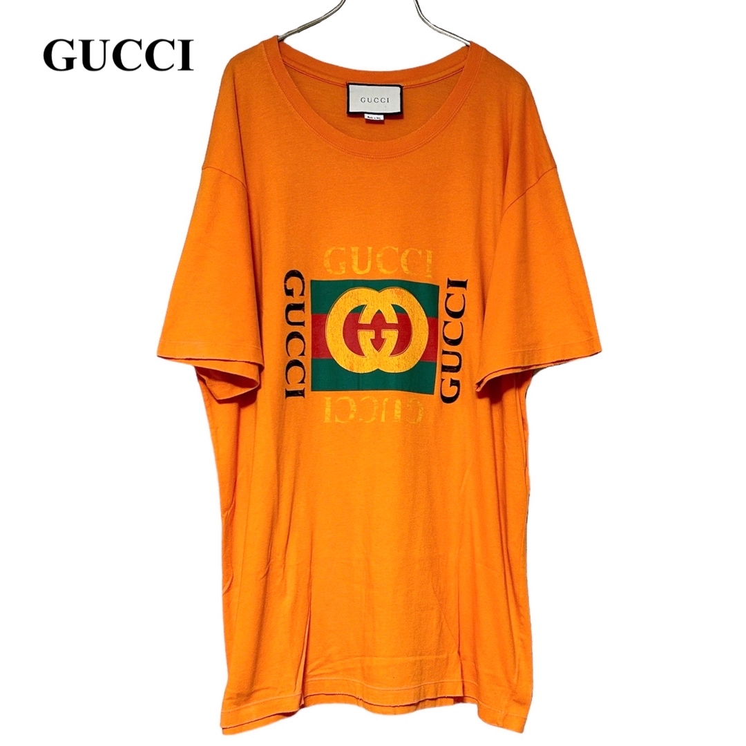 GUCCI グッチ GG ヴィンテージロゴT オレンジ L イタリア製 | フリマアプリ ラクマ