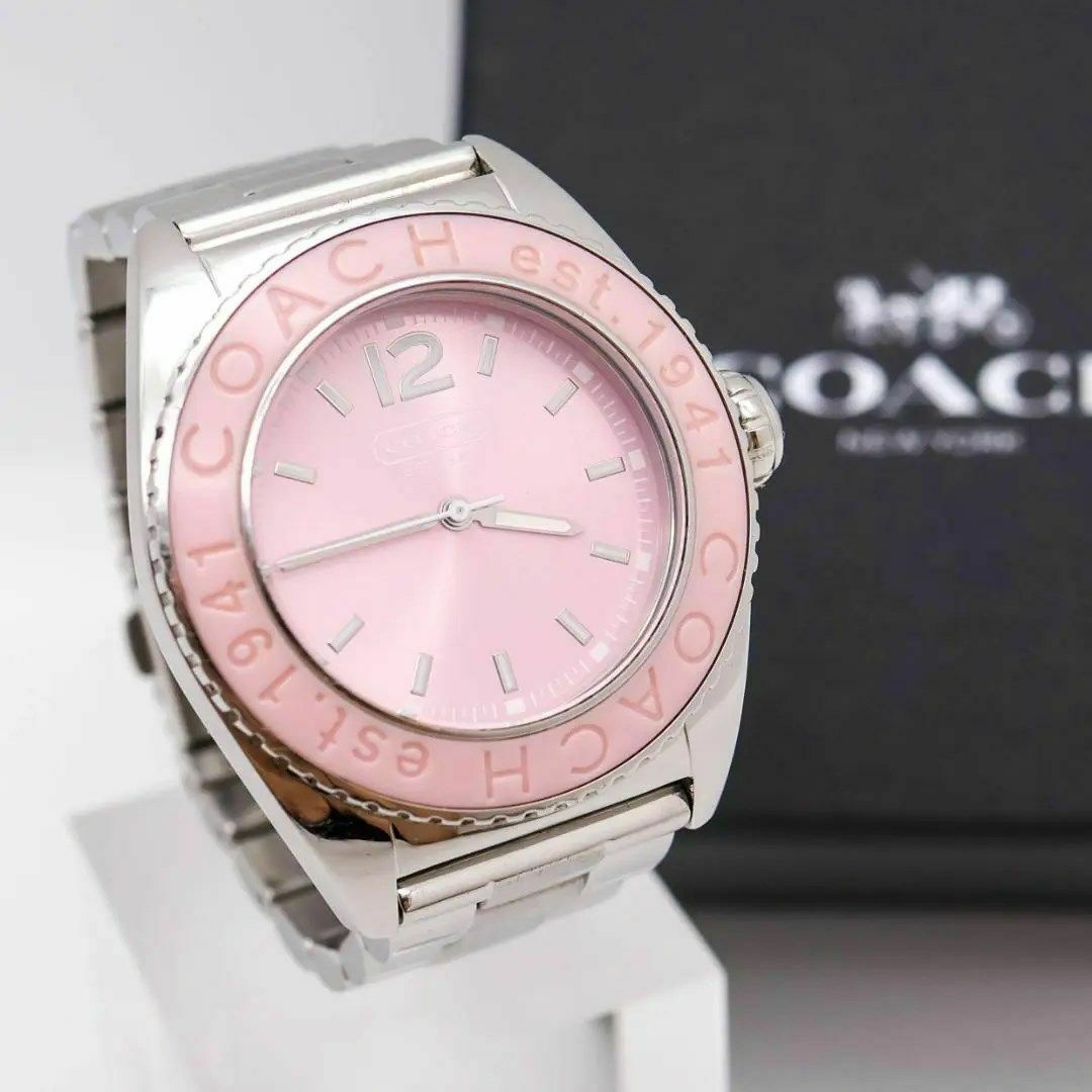 《美品》COACH 腕時計 ピンク ロゴベゼル アンディ ビッグリューズ