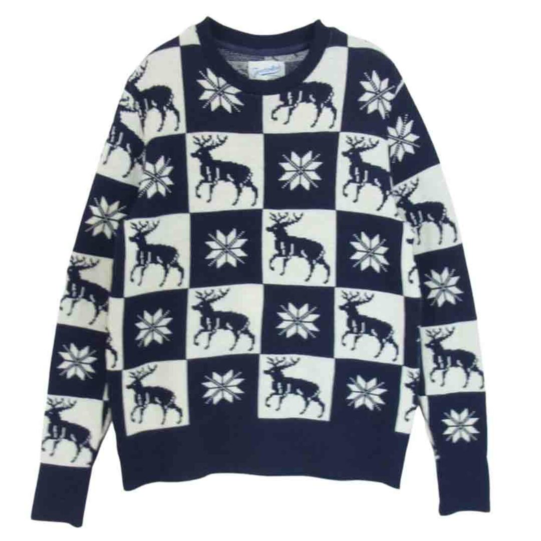 TENDERLOIN テンダーロイン 13AW T-SWEATER D ウール ニット セーター トナカイ ネイビー系 M約48cm袖丈