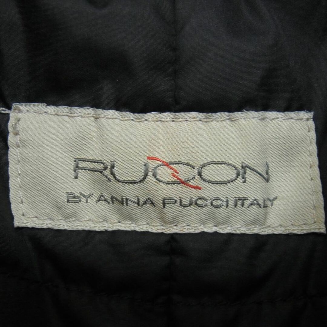 コート by アンナ プッチ Rucon by ANNA PUCCI イタリア製 ラムナッパ レザー切替 ラクーンファーフード 裏地キルティング フルジップ ショート モッズコート ブラック系 42【中古】 レディースのジャケット/アウター(その他)の商品写真