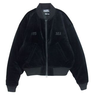 ヒステリックグラマー(HYSTERIC GLAMOUR)のHYSTERIC GLAMOUR ヒステリックグラマー 22AW WDS-C-HYS-23-AP-Q1-04 × WIND AND SEA Bomber Jacket ウィンダンシー ベロア ボンバージャケット ブラック系 S【中古】(ブルゾン)